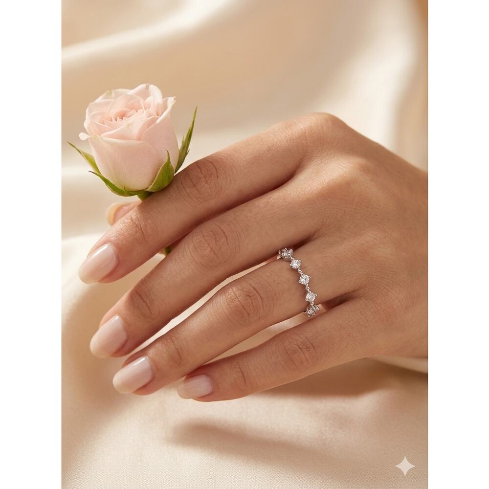 Half Eternity Band with White Sapphires